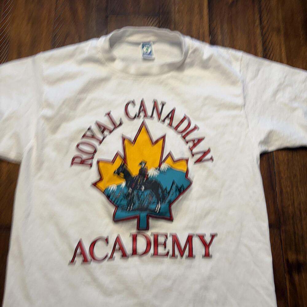 Vintage Royal Canadian Academy Shirt Mens Large White Tee T-Shirt Discus USA - Picture 4 of 10